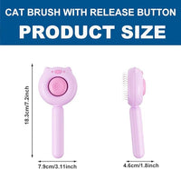 Cat Brush for Short or Long Haired Cats Dogs Rabbits, Cute Dog Brush with Release Button for Massage and Removes Loose Fur