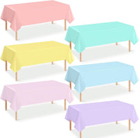 4Pcs Pastel Tablecloths, Mix Color Plastic Tablecloth Disposable Rectangle Table Covers for Baby - Pastel Rectangle / 6pcs