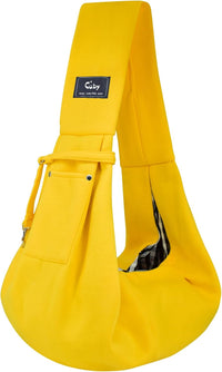 Dog and Cat Sling Carrier, Hands Free Reversible Pet Papoose Bag - Yellow