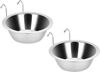 Fri4Free 2PCS 8oz Stainless Steel Hanging Kennel Water Bowls – Essentials for Dogs - 20oz
