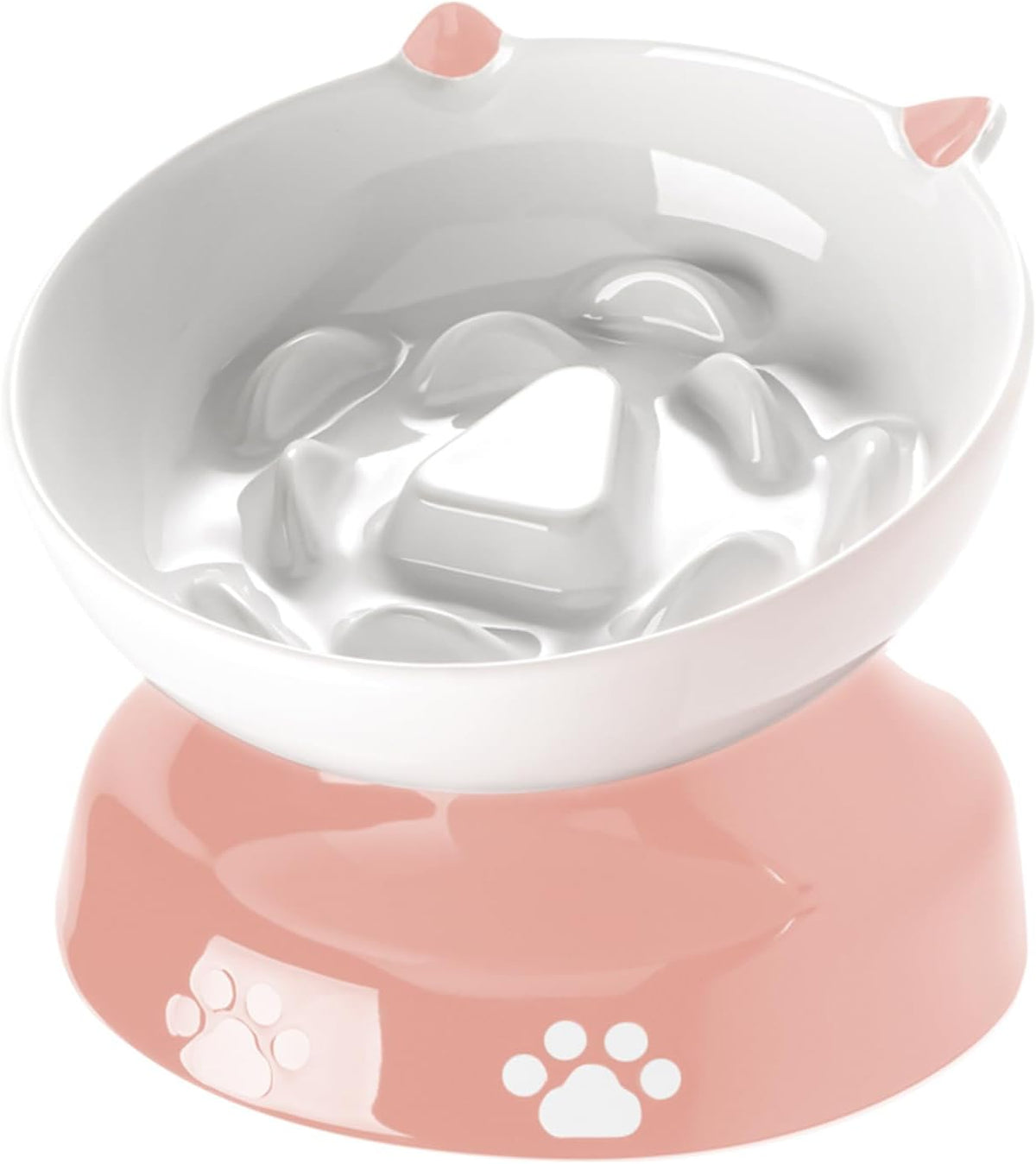 Y YHY Ceramic Cat Slow Feeder - Pink / 6 inches