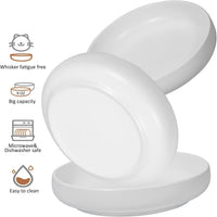 Ceramic Cat Bowls, Shallow Cat Dishes for Food and Water - White-3pack - image 2