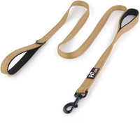 Plutus Pet Double Handle Dog Leash, for Medium Large Dogs - 4 FT / Brown