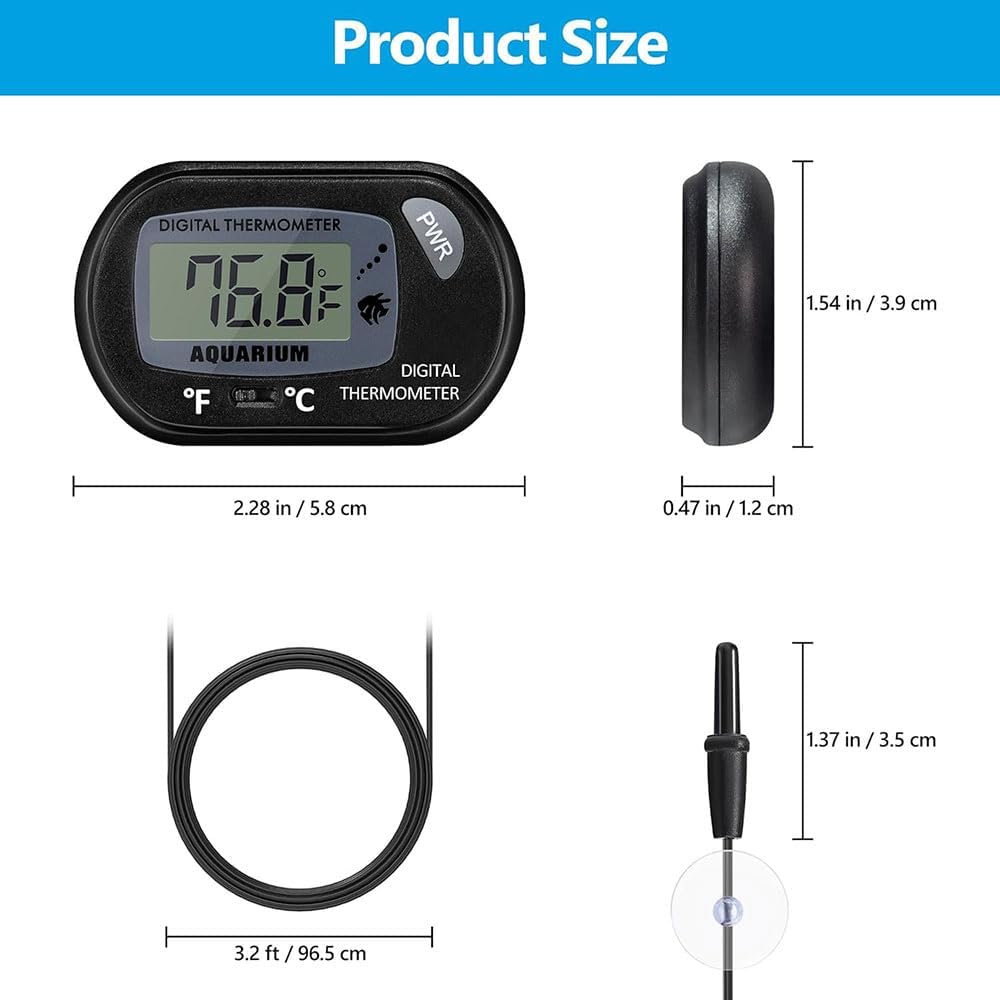 DaToo Aquarium Thermometer with Large LCD Display Fahrenheit/Celsius - 4 Pack - image 2