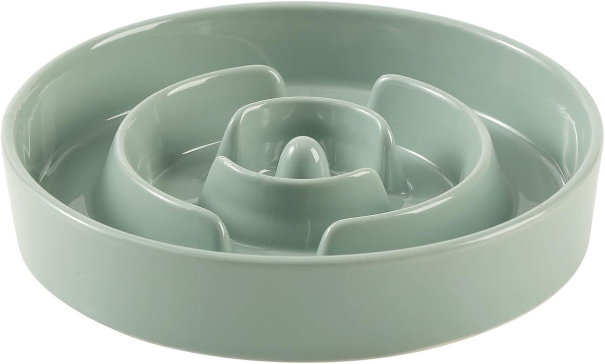 Ceramic Slow Feeder Dog Bowls - Light Green / 8.2inch-A