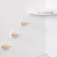 3-in-1 Cat Wall Steps with Hemp Rope, Solid Wood Cat Ladder for Climbing and Playing (Large-White)