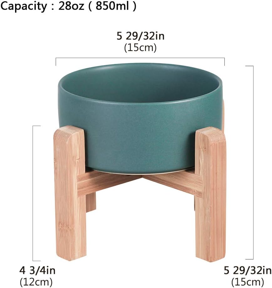 Raised Ceramic Large Dog Bowl - Medium Dog Bowls 850ML*1 / Green - image 2