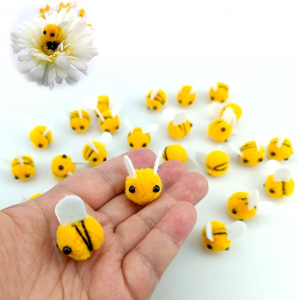 SaktopDeco mini wool felt bees for crafts, 28 pieces about 1 inch each - view 4