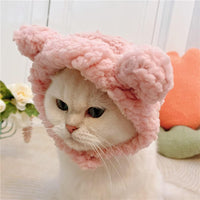 JOICEE Cute Cat Costume Warm Bear Hat Adjustable Small Pet Headwear - Pink - image 4