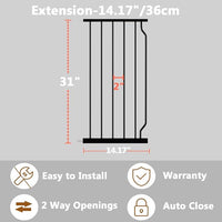 Fairy Baby Safety Gate 14.17 inch Extension for Extra Wide Baby Gate Dog gate Pressure Mounted Walk Through Pet Gate Black