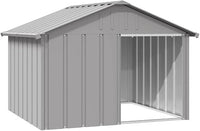 vidaXL Dog House - Durable Galvanized Steel Construction - Weatherproof Dog Kennel - Easy Access with Spacious Entrance - Ideal Outdoor Pet House - Gray