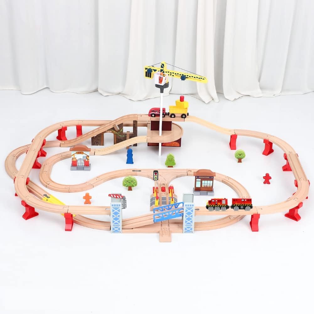 Train Toys Battery Operated Locomotive Trains for Wooden Track - Red - image 4