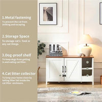41.3'' Cat Litter Enclosure,Adjustable Shelf for Dog Proof and Storage,Locks Added for Cat, Litter Collector,Small Indoor Cat House,Antique White