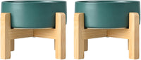 SPUNKYJUNKY Ceramic Elevated Dog Bowls 2 Pack - Large - 7.6 CUPS*2 / Green