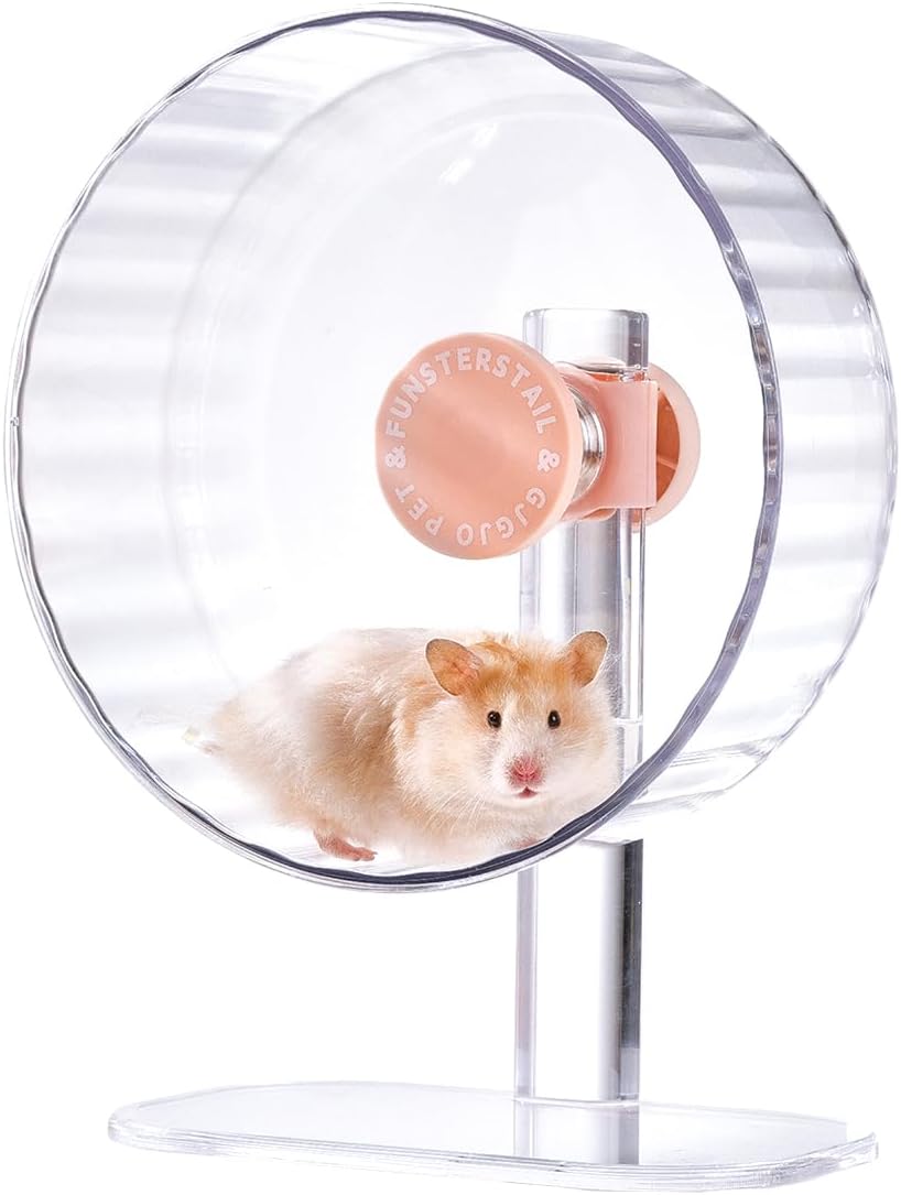 Super Silent Hamster Wheel 10.2 Inch, Magnetic Running Wheel - Peach Pink / Small(8.7 inch)