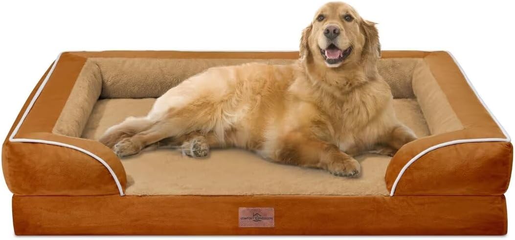 Comfort Expression Waterproof Orthopedic Dog Bed for Extra Large Dogs – Essentials for Dogs - 42.0"L x 30.0"W x 8.5"Th / Orange