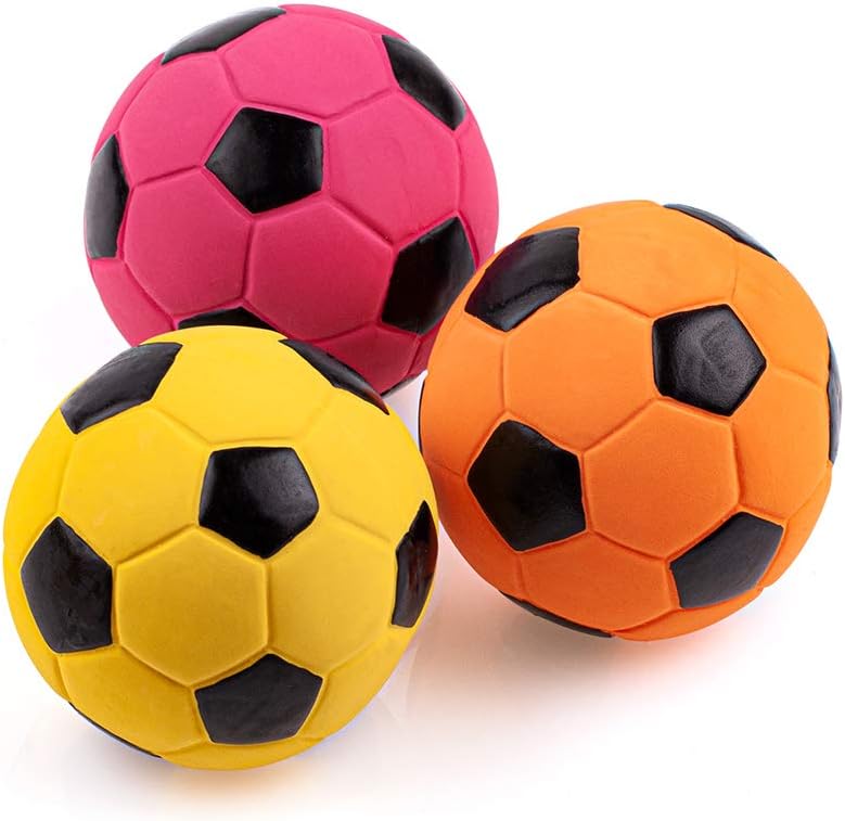 CHIWAVA 3PCS 2.7'' Squeak Latex Dog Toy Football Fetch Ball - 2.7" Medium Dogs 3 Pack