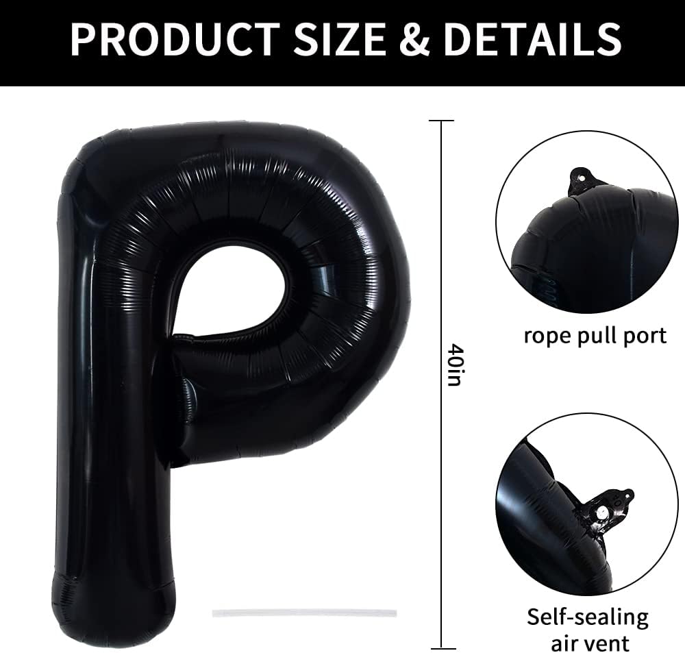 TONIFUL 40 inch black foil letter O balloon - view 38