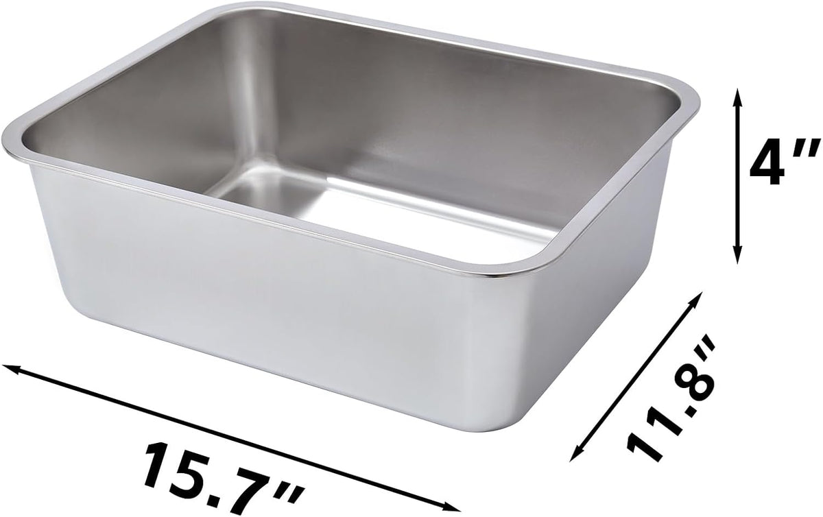Stainless Steel Litter Box 2 Pack，Metal Litter Box - 1pack-M-4" H - image 2