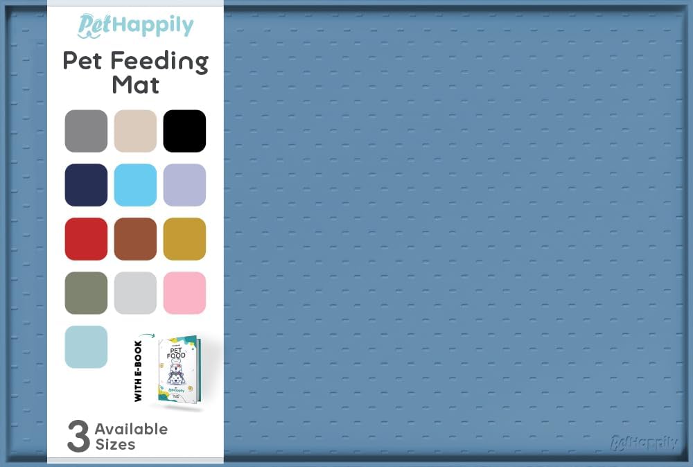 Dog Food Mat - Raised Edges Dogs Mat for Food and Water Prevent Spill, Waterproof Cat Food Mats - 18.5"L x 11.5"W / Maya