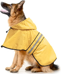 Waterproof Dog Raincoat, Adjustable Pet Rain Coats - Yellow / X-Large