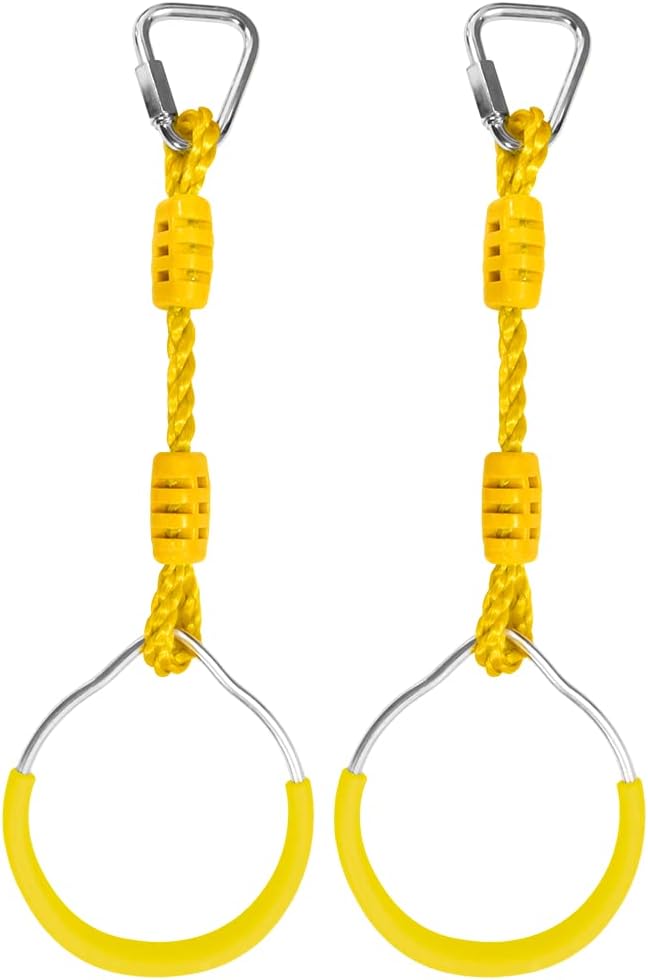 Swing Gymnastic Ring Warrior Obstacle Course Slackline Climb Trapeze - 2 Pack / Yellow