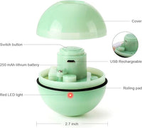 WWVVPET Interactive Cat Toy With LED Light, 360 Degree Self Auto Rotating Smart Ball, USB Rechargeable Spinning Toy, Stimulate Hunting Instinct for Kittens, Funny Chaser Roller Pet Toy