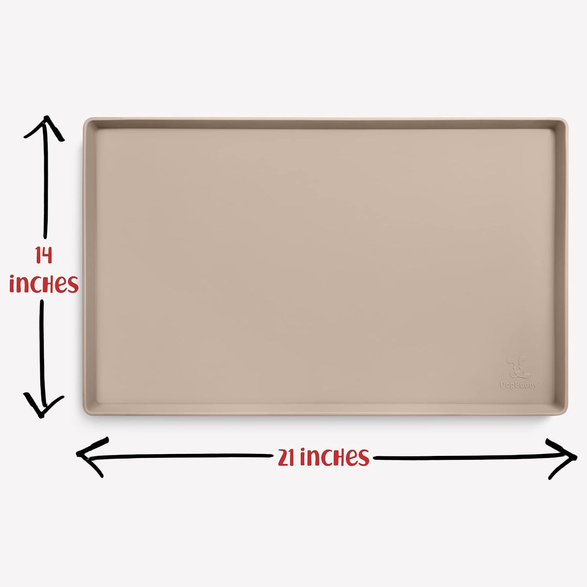 DogBuddy Dog Food Mat, Waterproof Silicone Pet Bowl Mats with Raised Edge – Essentials for Dogs - Medium: 21" x 14" / Taupe - image 4