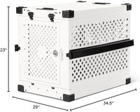 Impact Collapsible Dog Crate - Foldable Hard Crate for Intermediate Dogs - Heavy Duty Travel Kennel with Powder-Coated Aluminum - Quick Setup for Indoor & Outdoor (White, 34" (34.5" L x 23" W x 29" H)