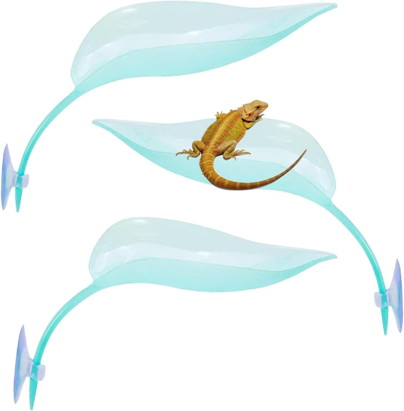 3pcs Crested Gecko Hide，Wall Climbing Gecko Toy，Reptile Leaf，Crested - Light Blue
