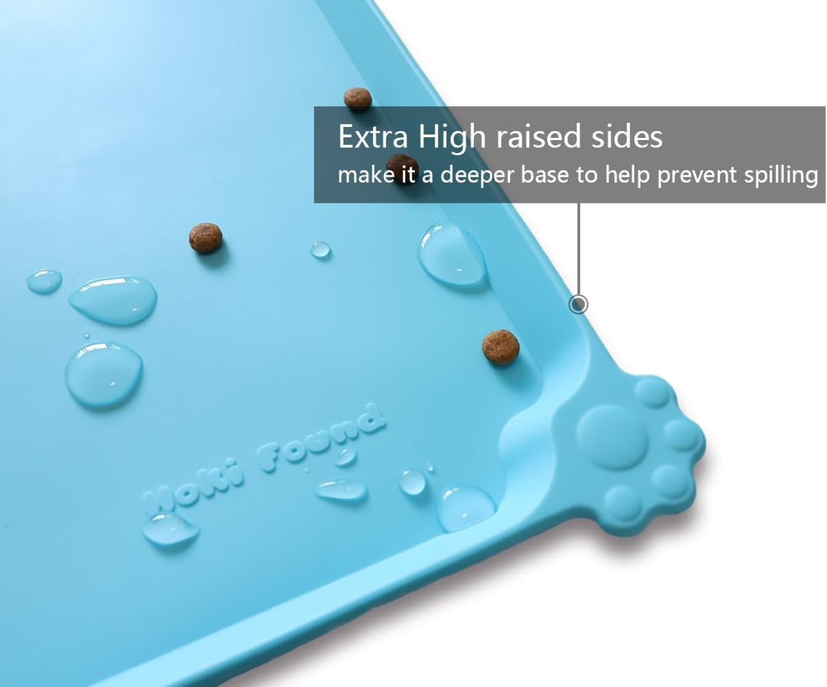 Hoki Found -Waterproof Pet Feeding Mats with High Lips - 28"L x 20"W / Arctic - image 2