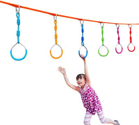 Swing Gymnastic Ring Warrior Obstacle Course Slackline Climb Trapeze - 8 Pack / Light Blue - image 2
