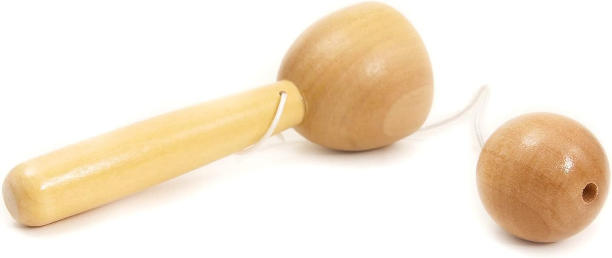 House of Marbles traditional wooden cup and ball toy with cord, natural FSC-certified wood