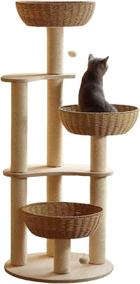 Modern Wood Cat Tree for Large Cats - Large-Oiled1 - image 2