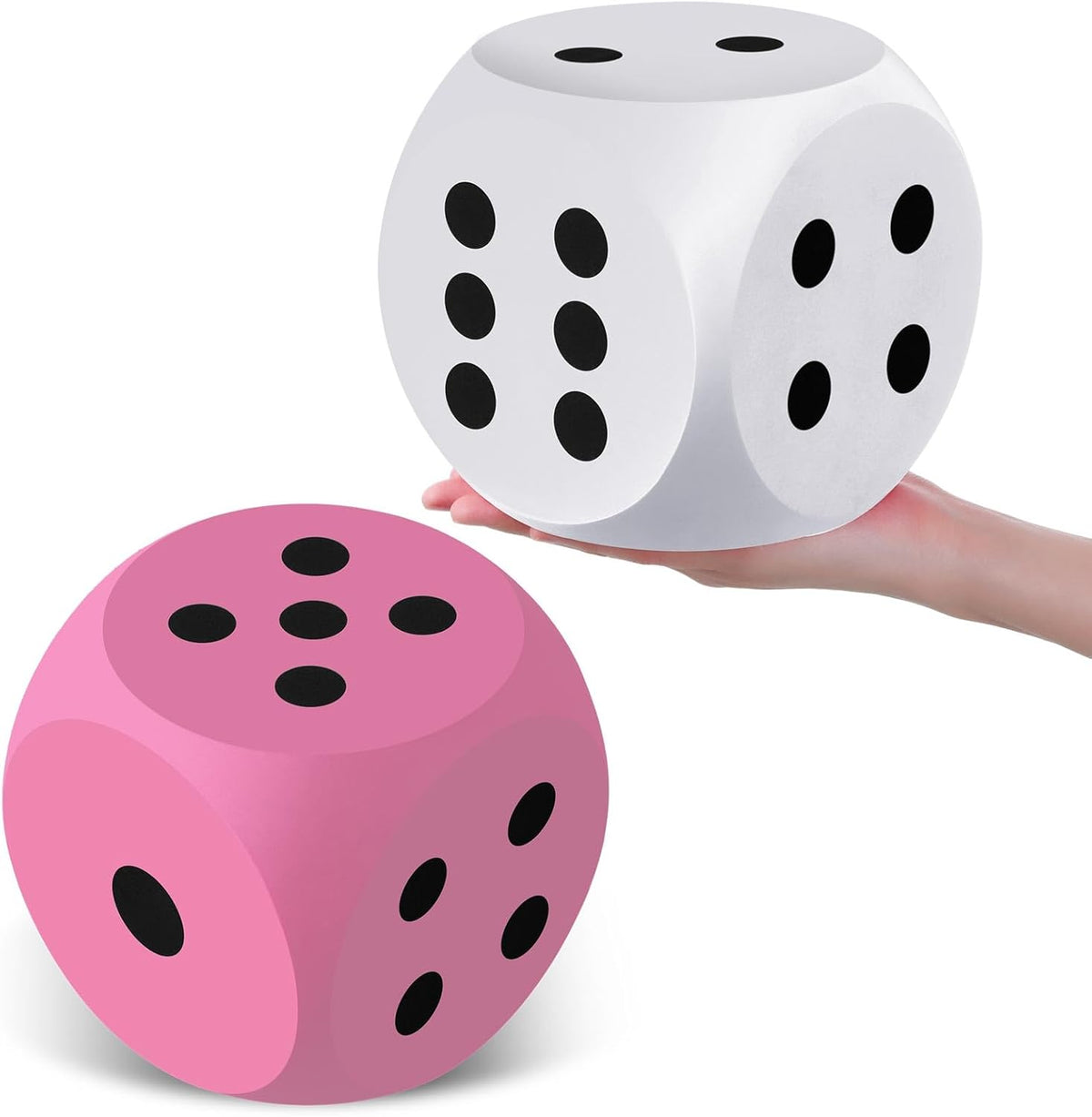 Shappy 6 Inch Foam Dice Big Dice Jumbo Large Cube, 1 Pc - White and Pink / 2