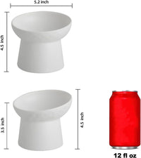 Elevated Cat Bowls, 15° Tilted Ceramic Raised Cat Food and Water Bowl Set, Whisker-Friendly - White / 5.2 Inch (Pack of 2) - image 2