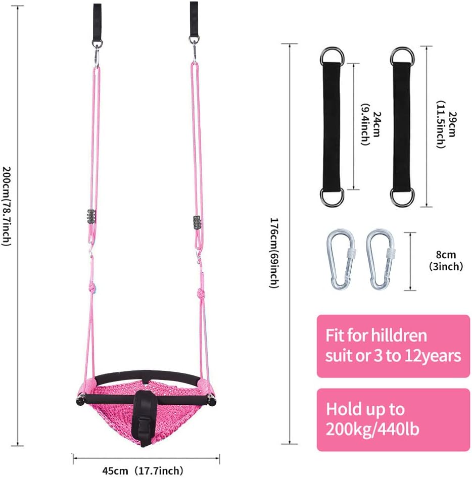 2 -in - 1 Toddler Swing. Swing Seat for kids Adjustable Ropes, for Kids Heavy Duty Rope Play - Pink - image 4