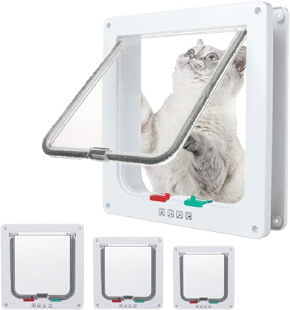 goTeamghjkl Cat Door Flap - White / Medium