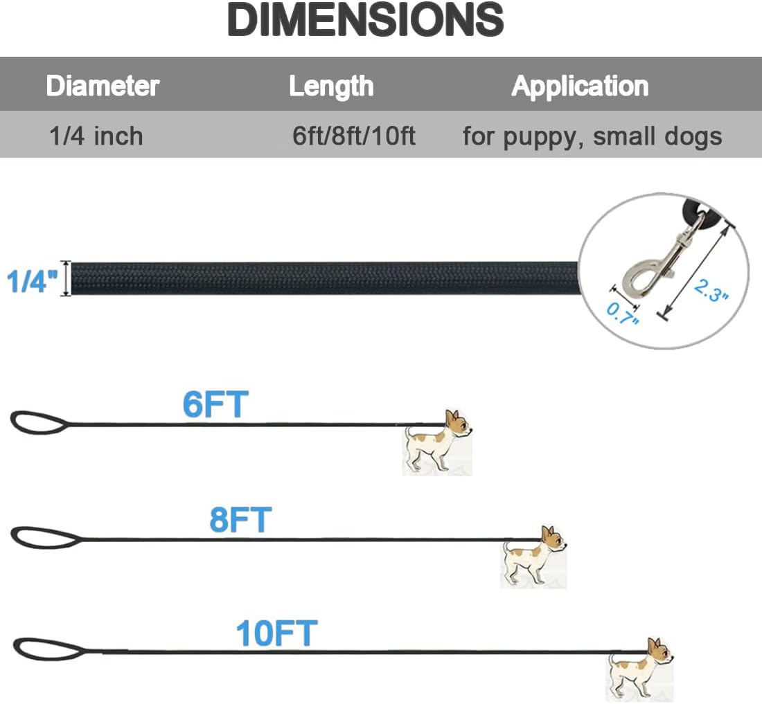 MayPaw Small Rope Dog Leash 6FT 8FT 10FT - 6ft*1/4" / black - image 4