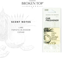 Broken Top Botanical Car Air Freshener Variety Pack, 6 Pack (2 Coconut Sandalwood, 2 Saguaro Cactus, 2 Sea Salt Surf)