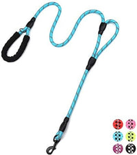 Plutus Pet Rope Dog Leash with Double Handles, Reflective - Rope-Blue