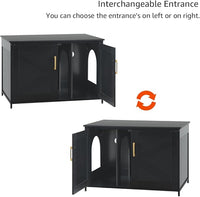 unipaws Black Top Opening Cat Litter Box Enclosure, Flip Top XL Extra Large Cat Box Furniture, Friendly to Elderly People, High Jumbo Automatic Litter Box Cover Hidden for Large Cat