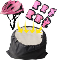 Kids helmet and pad set in pink with knee, elbow and wrist guards and storage bag - view 3
