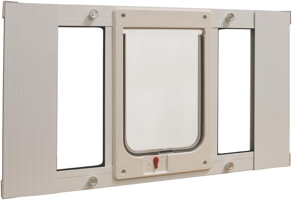 Ideal Pet Products Aluminum Sash Window Pet Door – Essentials for Cats - 7-1/2" x 10-1/2" Chubby Kat Flap Size / Window Width: 27" - 32"