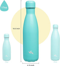 Insulated Water Bottles,17 oz Double Wall Stainless Steel Vacumm Metal Flask for Sports Travel,Turquoise