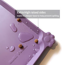 Hoki Found L Silicone Pet Food Mats Tray with Higher Lips- Non Slip Dog Cat Bowl Mats Placemat - Pet Feeding Mat - Waterproof Dog Cat Food Mats -Pet Water Mats for Carpet -Amethyst