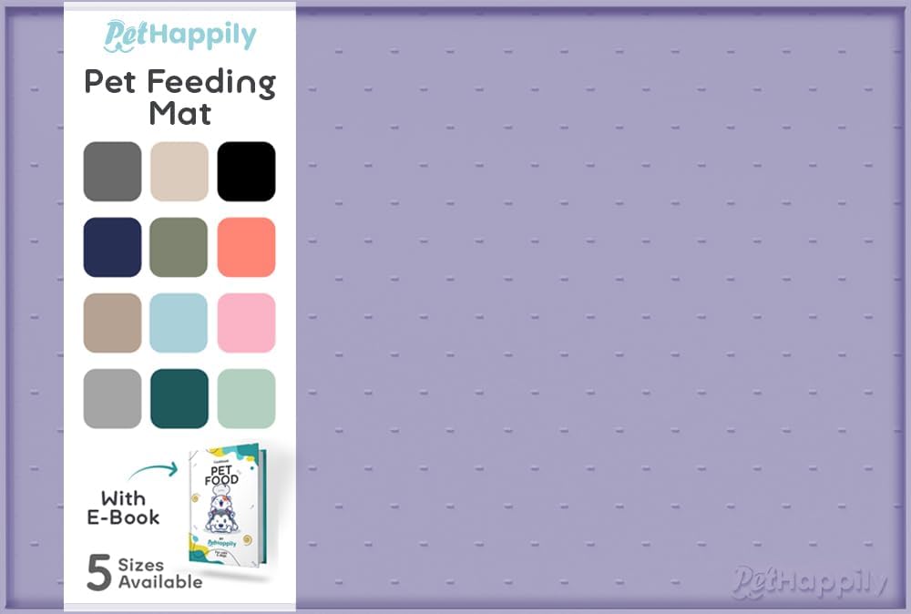 Dog Food Mat - Raised Edges Dogs Mat for Food and Water Prevent Spill, Waterproof Cat Food Mats - 28"L x 18"W / Lavender