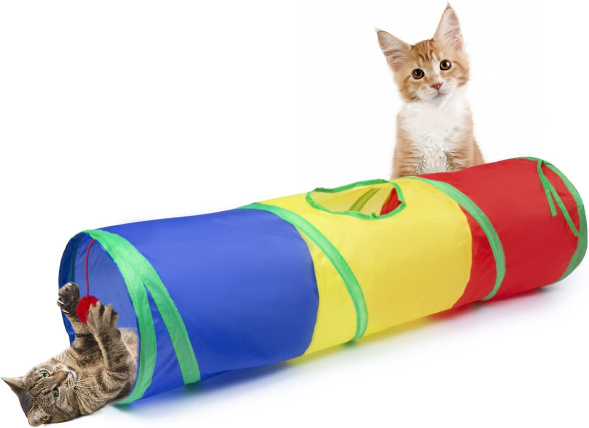 Sheldamy Cat Tunnel, S-2-Way Cat Tunnels for Indoor Cats - 2 Way Multicolor