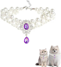 Pearl Pet Necklace with Gem Pendant