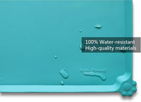 Hoki Found Silicone Non Slip Pet Feeding Mats - Dog Cat Bowl Placemats - Waterproof Food Mats for Floors - Teal